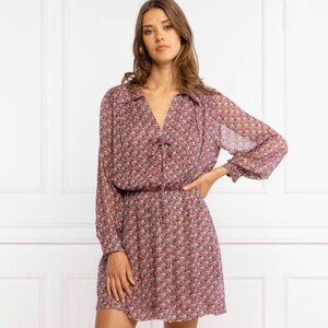 Zadig & Voltaire L Pink Reevas Liberty Skull Floral Print Long Sleeve Dress